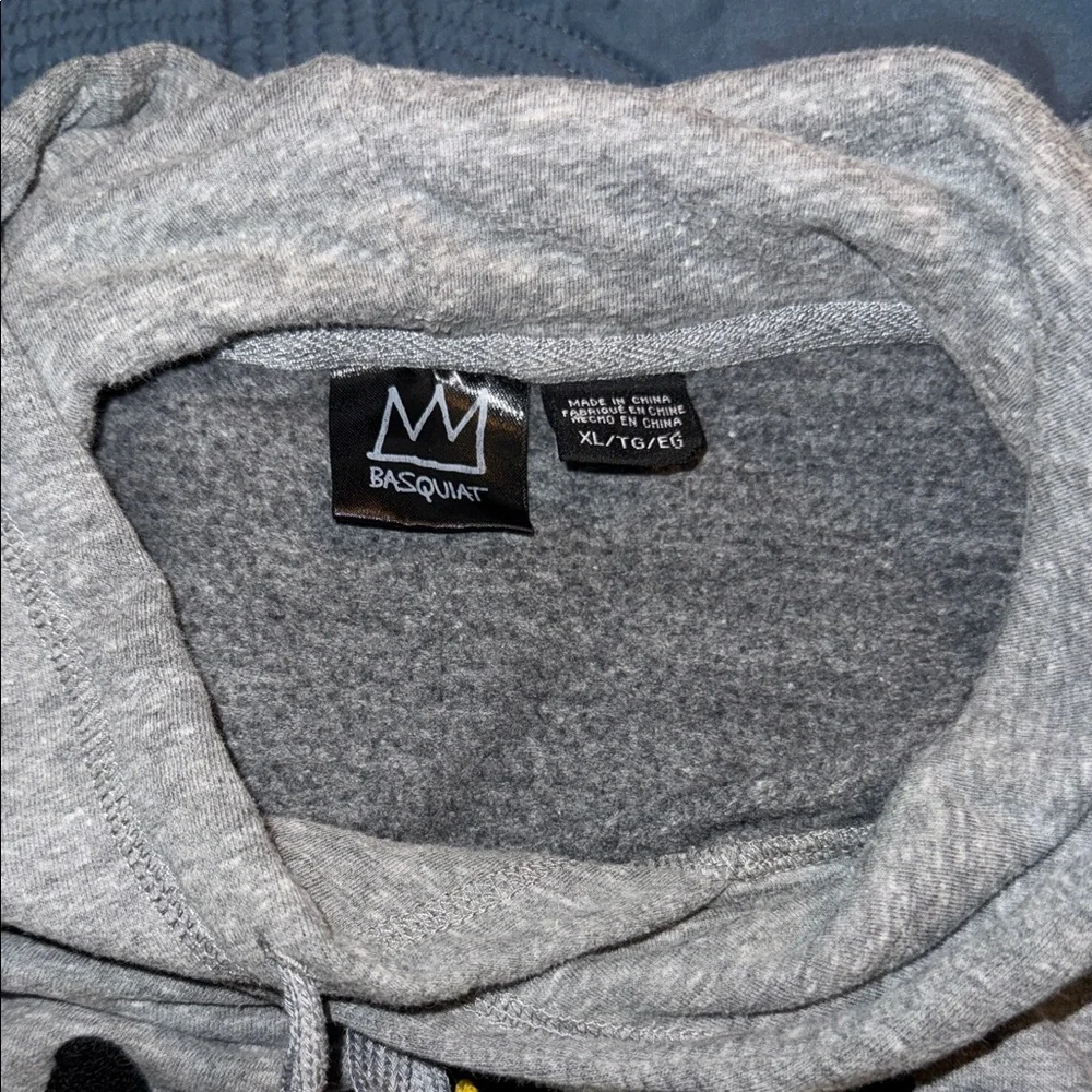 Jean-Michel Basquiat Gray Hoodie with Yellow Crown Graphic - Picture 2 of 4